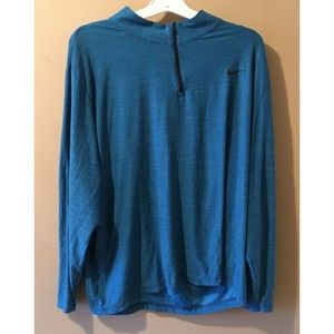 Nike Pullover Men's 3XL Blue Quarter Zip Long Sleeve Dri Fit Active Lightweight